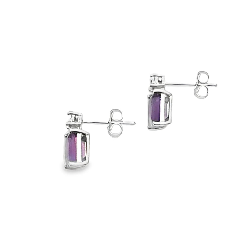 1.83ct Amethyst Diamond Earrings 10KT White Gold