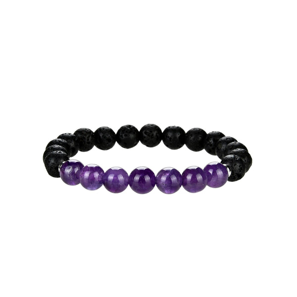 Lava Beads and Amethyst Stretch Bracelet