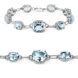 20.70 Carat Genuine Blue Topaz .925 Sterling Silver Bracelet