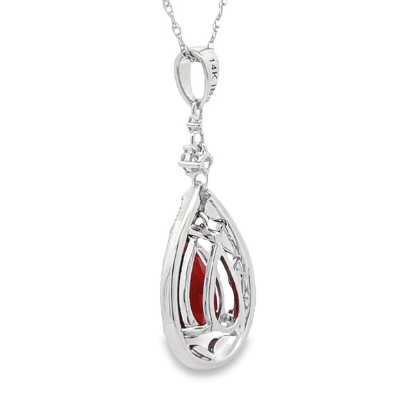 1.38ct Garnet Diamond Fashion Pendants 14KT White Gold