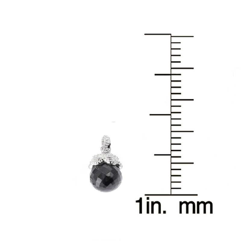 V3 Jewelry 925 Sterling Silver with Natural Black Spinel Bead and White Topaz Pendant for Women's