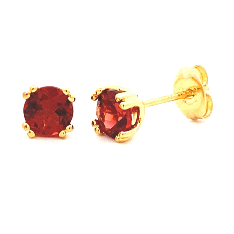 Genuine 1.20ct Garnet Stud Earrings Sterling Silver