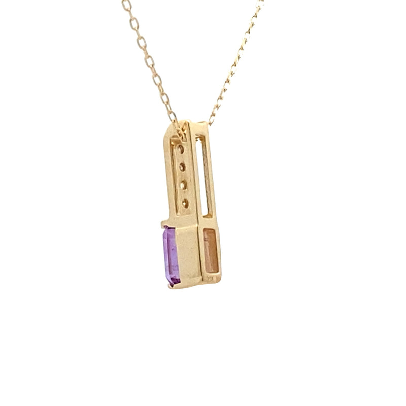 Amethyst Diamond Fashion Pendants 10KT Yellow Gold