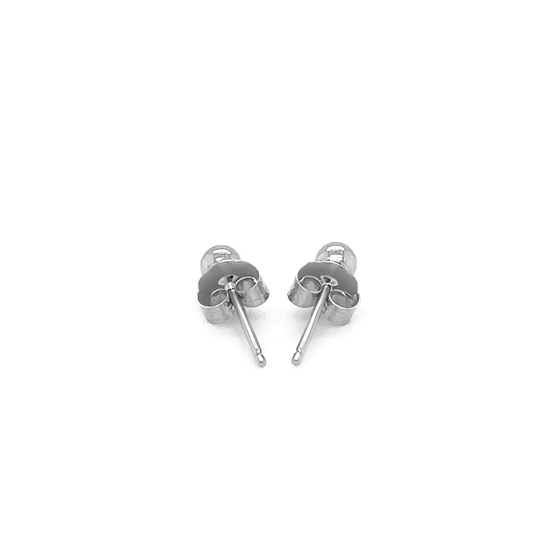 14k White Gold Spherical Stud Earrings (3.0 mm)