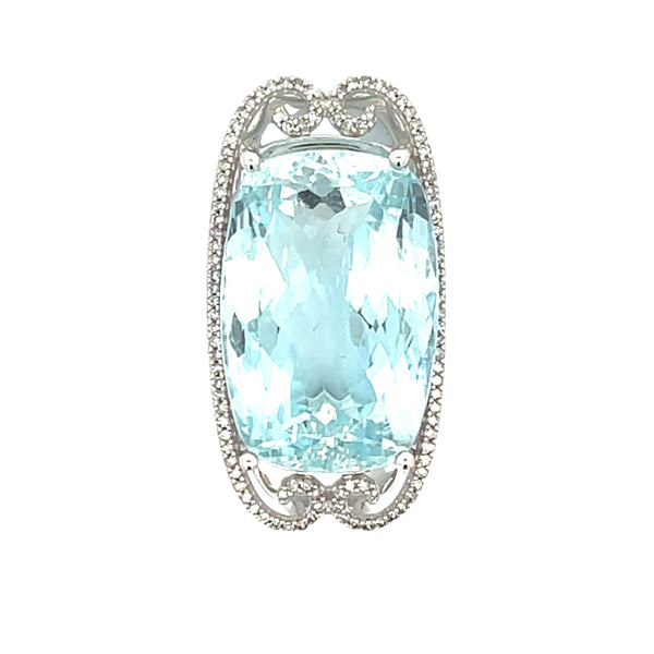 Blue Topaz Diamond Fashion Pendants 14KT White Gold