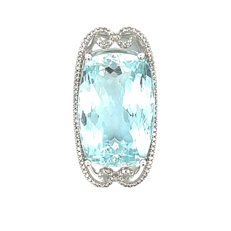 Blue Topaz Diamond Fashion Pendants 14KT White Gold