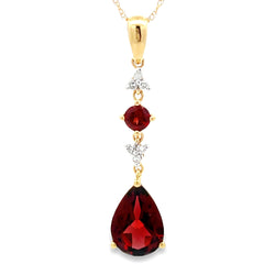 1.73ct Garnet Diamond Fashion Pendants 14KT Yellow Gold