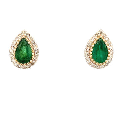 .52ct Emerald Diamond Stud Earrings 14KT Yellow Gold