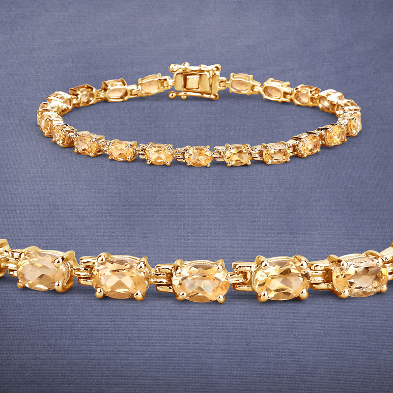 9.46 Carat Genuine Citrine .925 Sterling Silver Bracelet