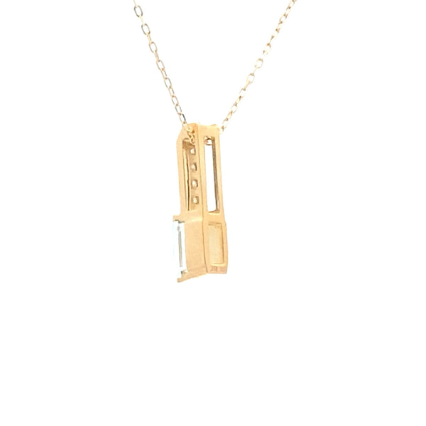 Aquamarine Diamond Fashion Pendants 10KT Yellow Gold