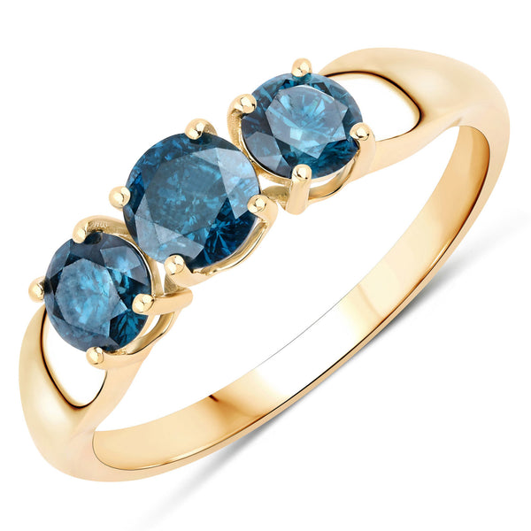 1.08 Carat Genuine Blue Diamond 14K Yellow Gold Ring