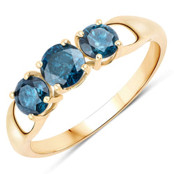 1.04 Carat Genuine Blue Diamond 14K Yellow Gold Ring