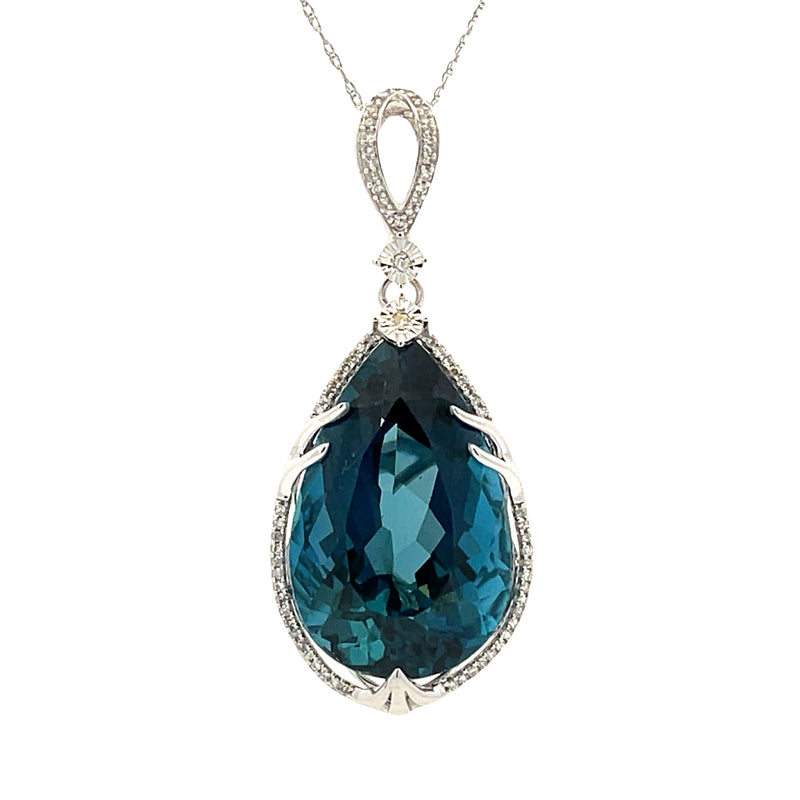 London Blue Topaz Fashion Pendants 14KT White Gold