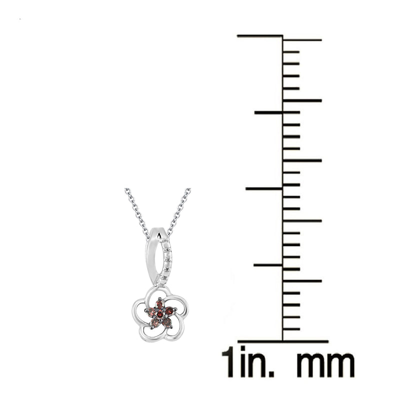 V3 Jewelry Red Diamond & Sterling Silver Flower Pendant Necklace