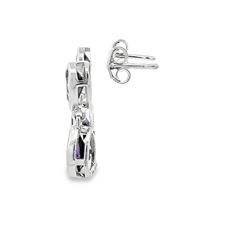 Natural 1.86ct Amethyst Dangle Earrings Sterling Silver