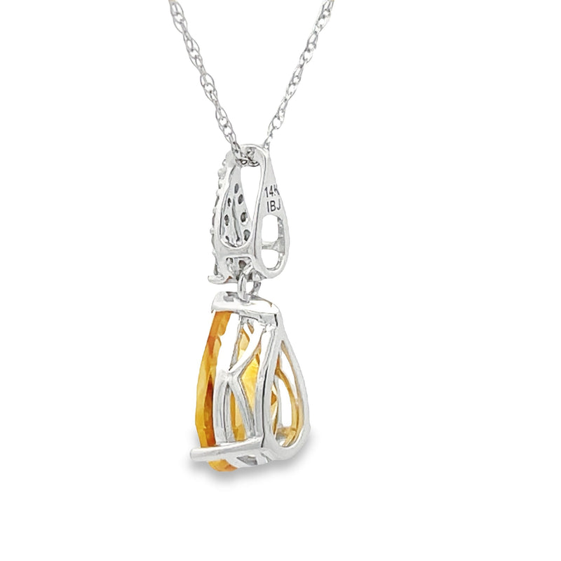 1.06ct Citrine Diamond Fashion Pendants 14KT White Gold