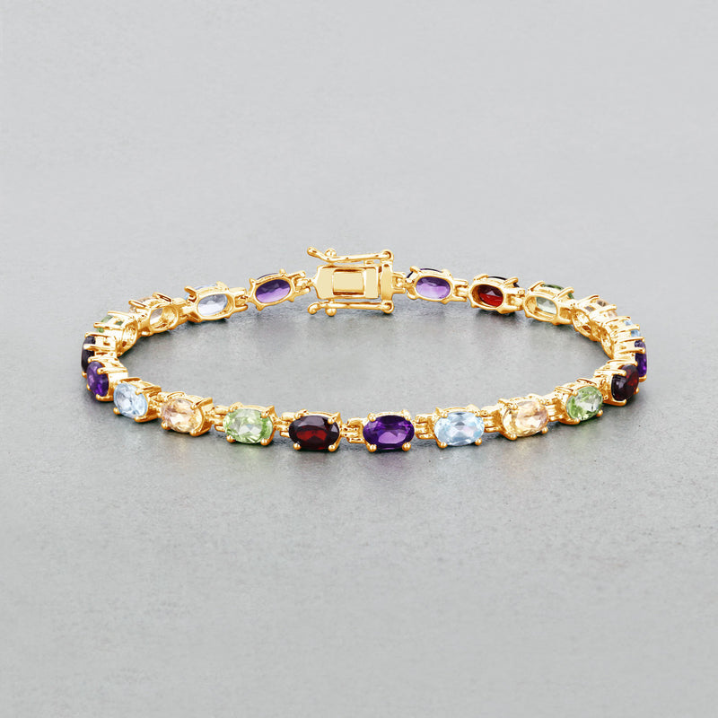 8.96 Carat Genuine Multi Stones .925 Sterling Silver Bracelet