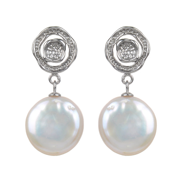 V3 Jewelry Sterling Silver with Cultured Pearl Drop Earrings