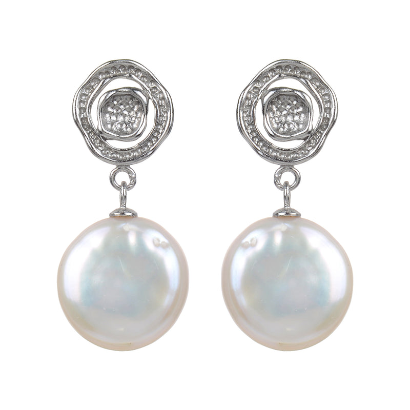 V3 Jewelry Sterling Silver with Cultured Pearl Drop Earrings