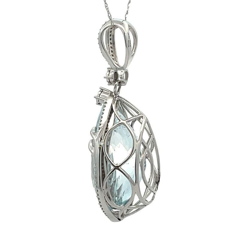 Blue Topaz Diamond Fashion Pendants 14KT White Gold