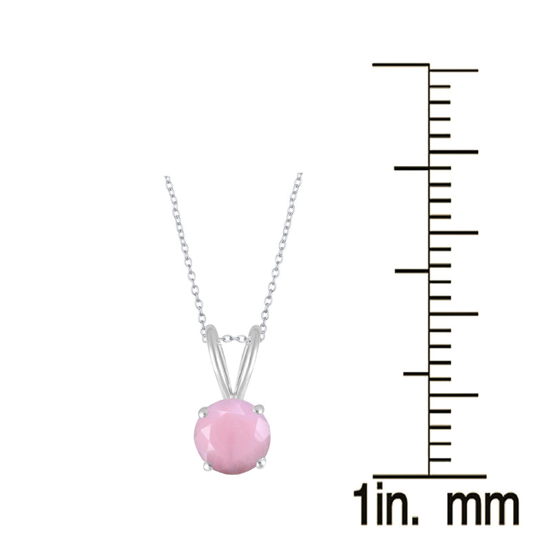 V3 Jewelry Natural Pink Opal 925 Sterling Silver with Solitaire Pendant 18" Chain