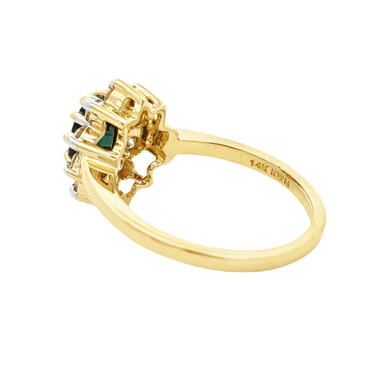 Genuine 1.35ct Sapphire Diamond Ring 14KT Yellow Gold