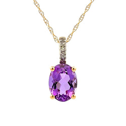 Amethyst Diamond Fashion Pendants 14KT Yellow Gold