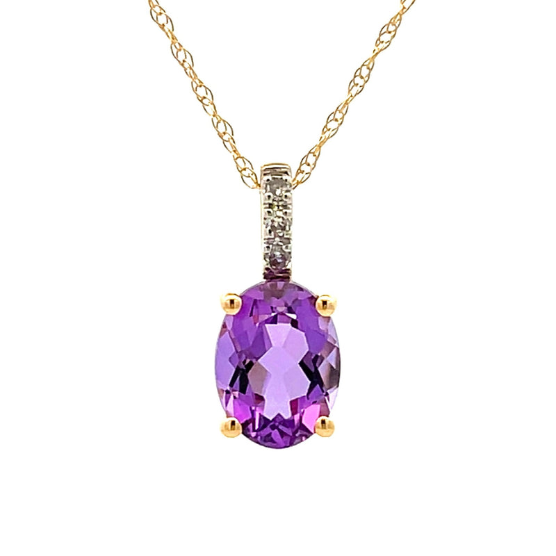 Amethyst Diamond Fashion Pendants 14KT Yellow Gold