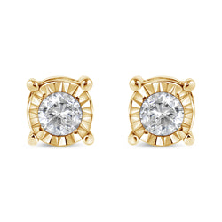 10K Yellow Gold over .925 Sterling Silver 1/5 Cttw Round Near Colorless Diamond Miracle-Set Stud Earrings (J-K Color, I2-I3 Clarity)