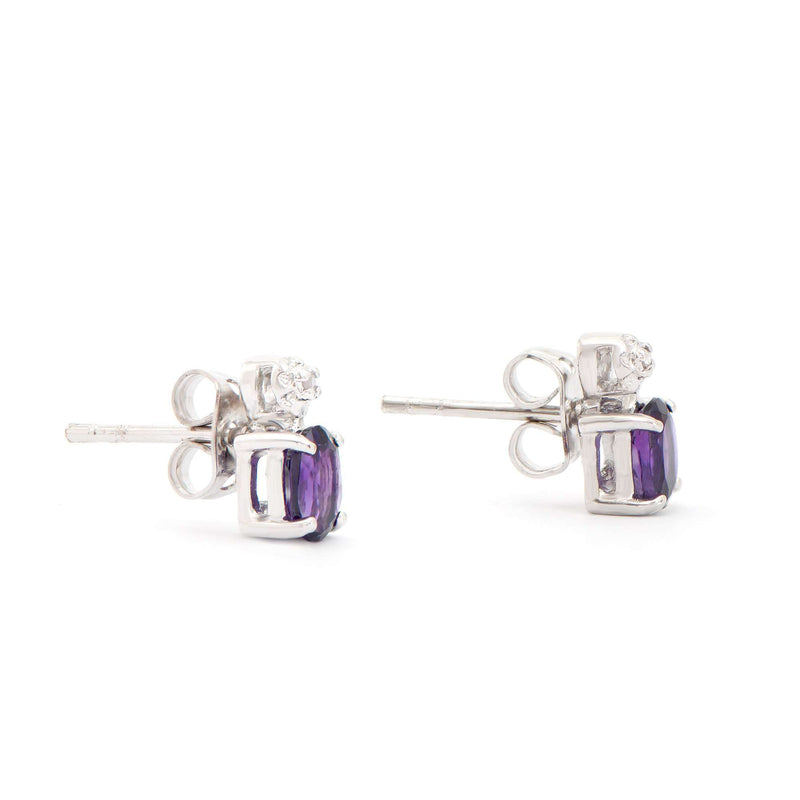 0.84 ctw Amethyst & Diamonds Rhodium Plated Designer Earrings