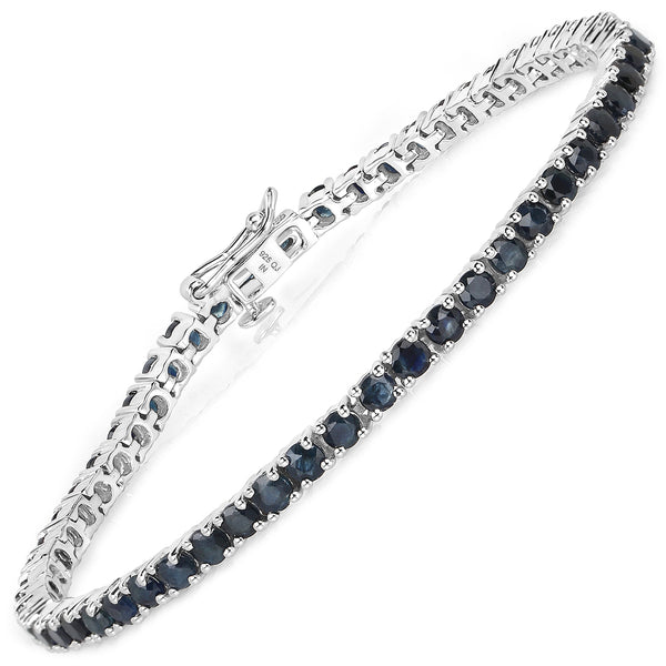 7.15 Carat Genuine Blue Sapphire .925 Sterling Silver Bracelet