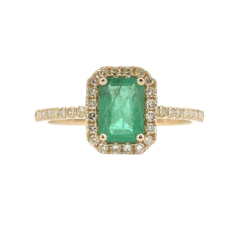 Genuine 1.16ct Emerald Diamond Ring 14KT Yellow Gold