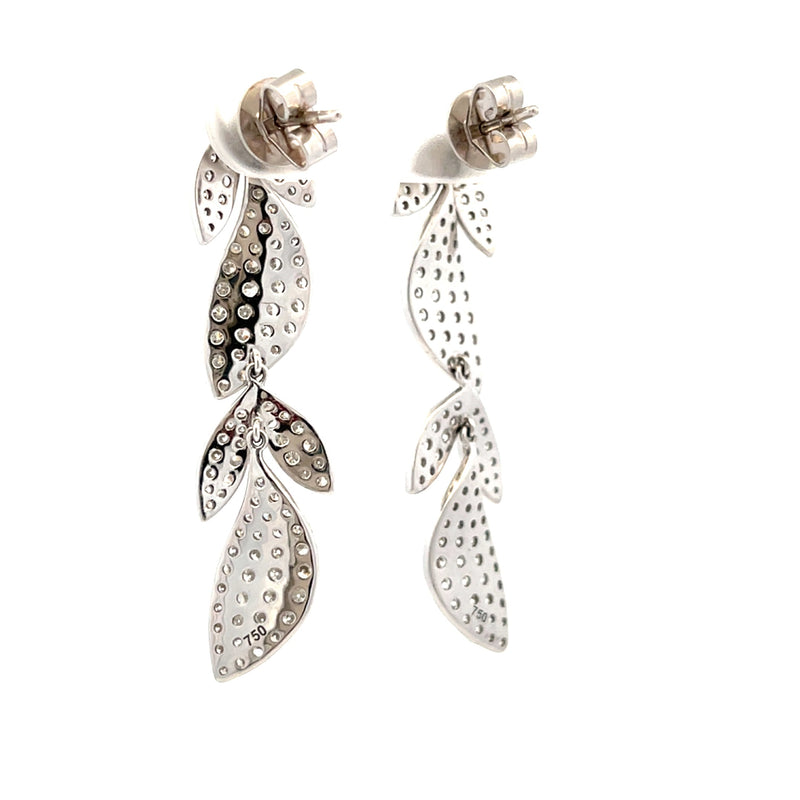 Genuine 2.20ct Diamond Dangle Earrings 18KT White Gold