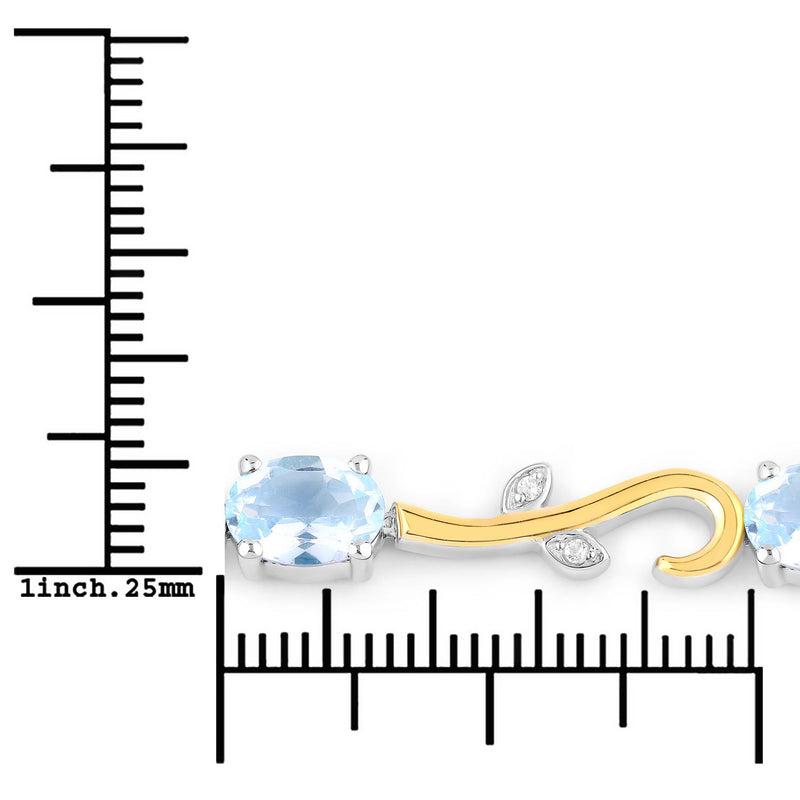 4.81 Carat Genuine Blue Topaz and White Topaz .925 Sterling Silver Bracelet