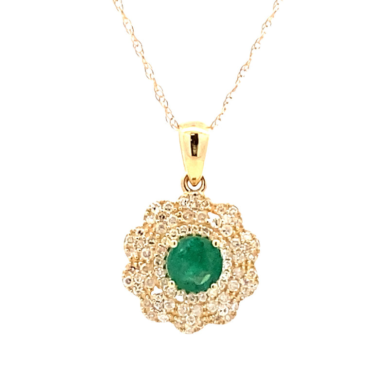 .50ct Emerald Diamond Fashion Pendants 14KT Yellow Gold