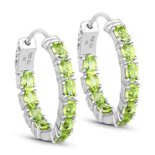 3.40 Carat Genuine Peridot  .925 Sterling Silver Earrings