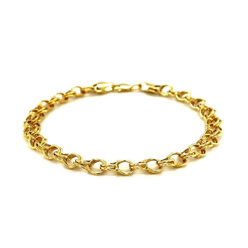 Double Interlocking Link Bracelet in 10k Yellow Gold