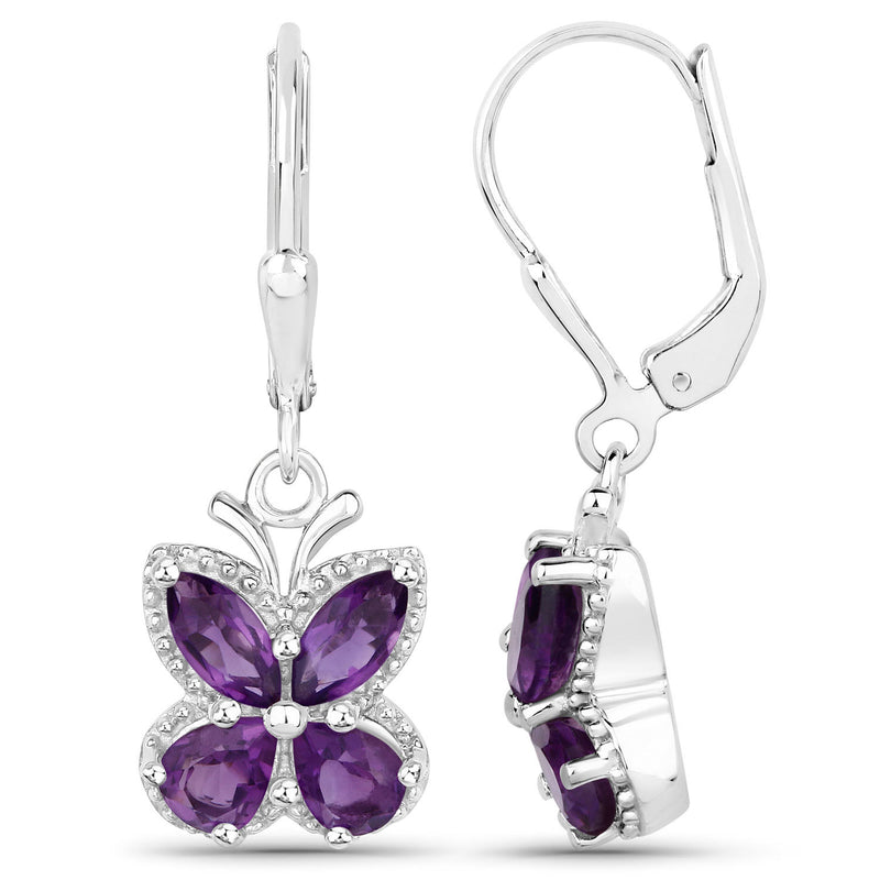 2.12 Carat Genuine Amethyst .925 Sterling Silver Earrings