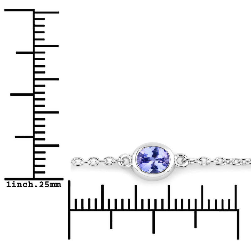 1.65 Carat Genuine Tanzanite .925 Sterling Silver Bracelet