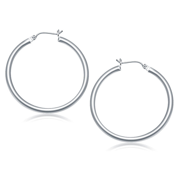 10k White Gold Polished Hoop Earrings (40 mm)