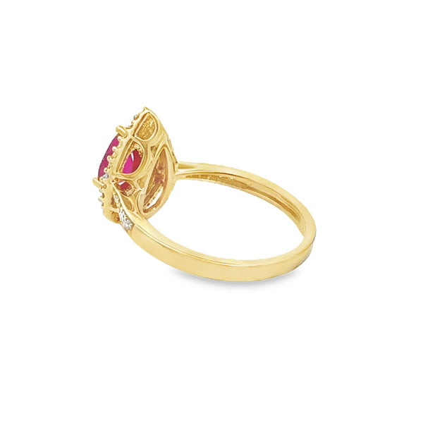 Genuine 1.14ct Ruby Diamond Ring 14KT Yellow Gold