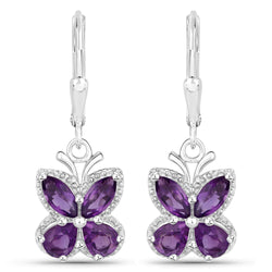 2.12 Carat Genuine Amethyst .925 Sterling Silver Earrings