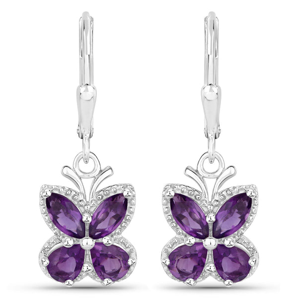 2.12 Carat Genuine Amethyst .925 Sterling Silver Earrings