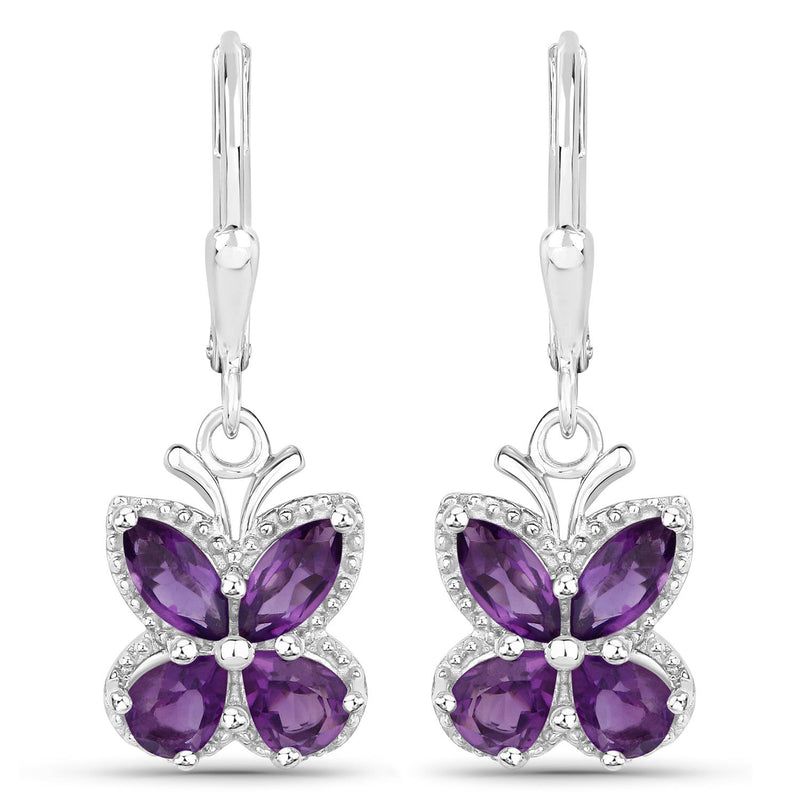 2.12 Carat Genuine Amethyst .925 Sterling Silver Earrings