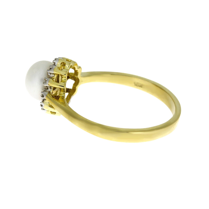 Genuine .04ct FW Pearl Diamond Ring 10KT Yellow Gold