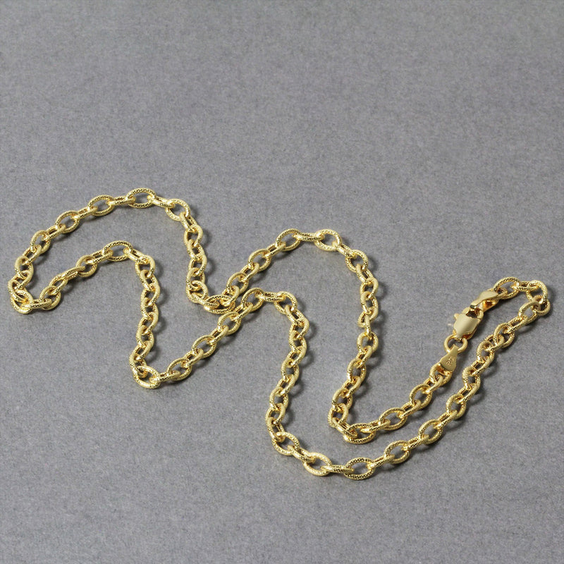 3.5mm 14k Yellow Gold Pendant Chain with Textured Links