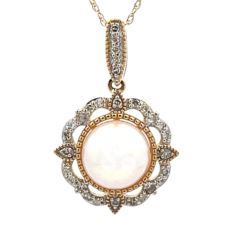 FW Pearl Diamond Fashion Pendants 14KT Yellow Gold