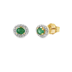 Natural .38ct Emerald Diamond Earrings 10KT Yellow Gold