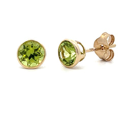 Genuine 1.10ct Peridot Stud Earrings 10KT Yellow Gold