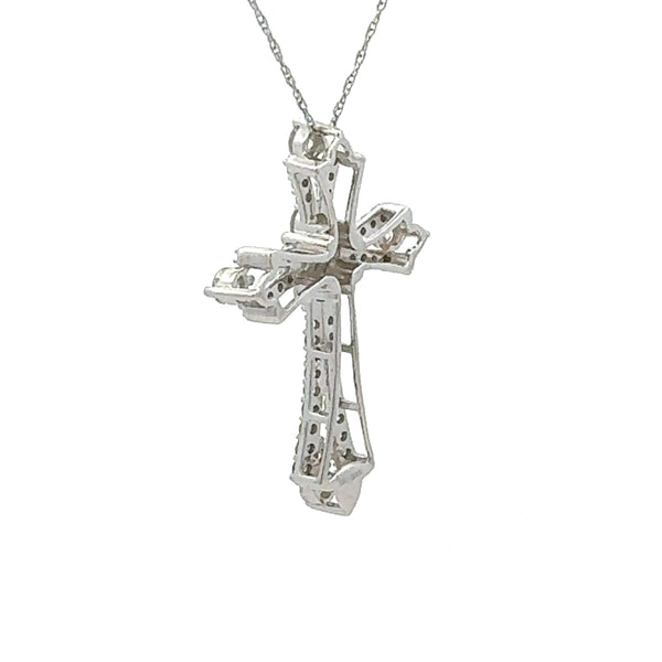 1.00ct Diamond Cross Religious Pendant 10KT White Gold